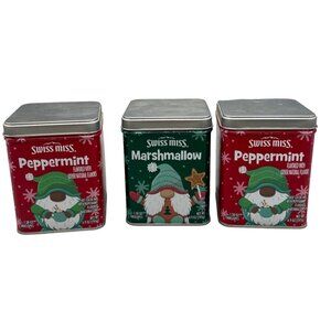 Christmas empty set of 3 tins swiss miss green red snow rectangle Knome READ